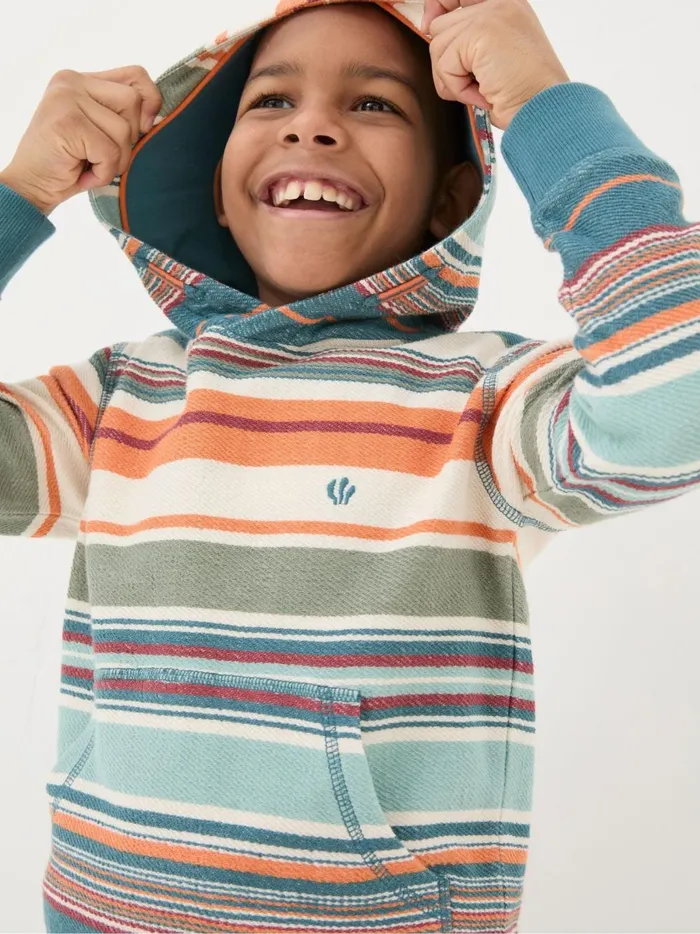 Kids Sweatshirts and Hoodies Fat Face Blue Trescowe Stripe Popover Hoodie