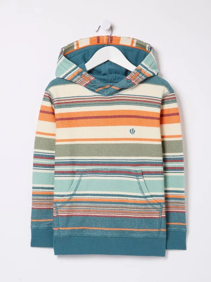 Kids Sweatshirts and Hoodies Fat Face Blue Trescowe Stripe Popover Hoodie