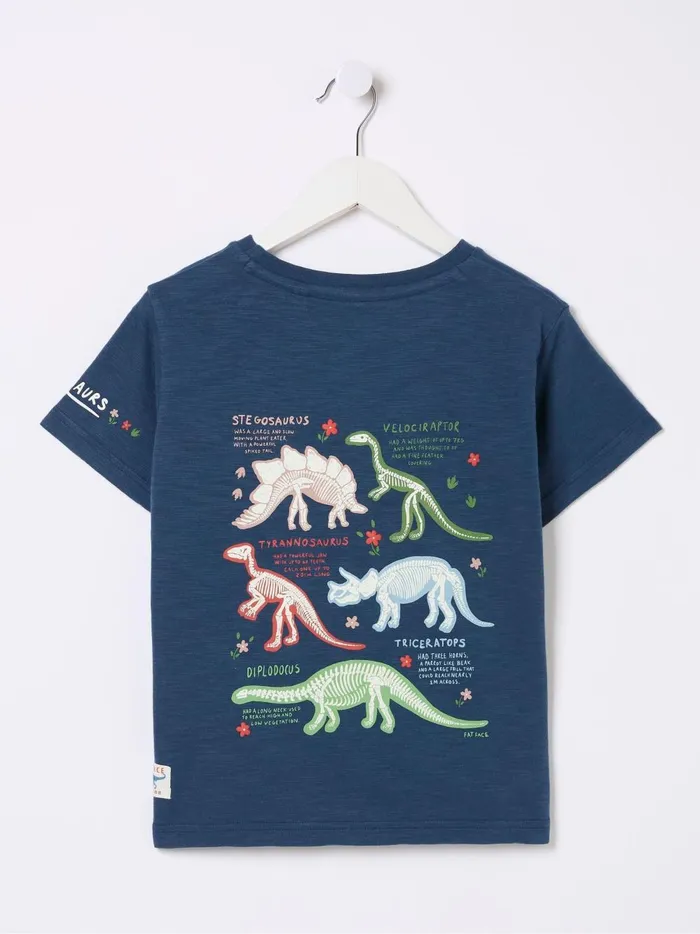 Kids Tops and TShirts Fat Face Blue Dinosaur Graphic TShirt
