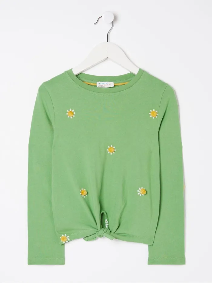 Kids Tops and TShirts Fat Face Green Flower Knot TShirt