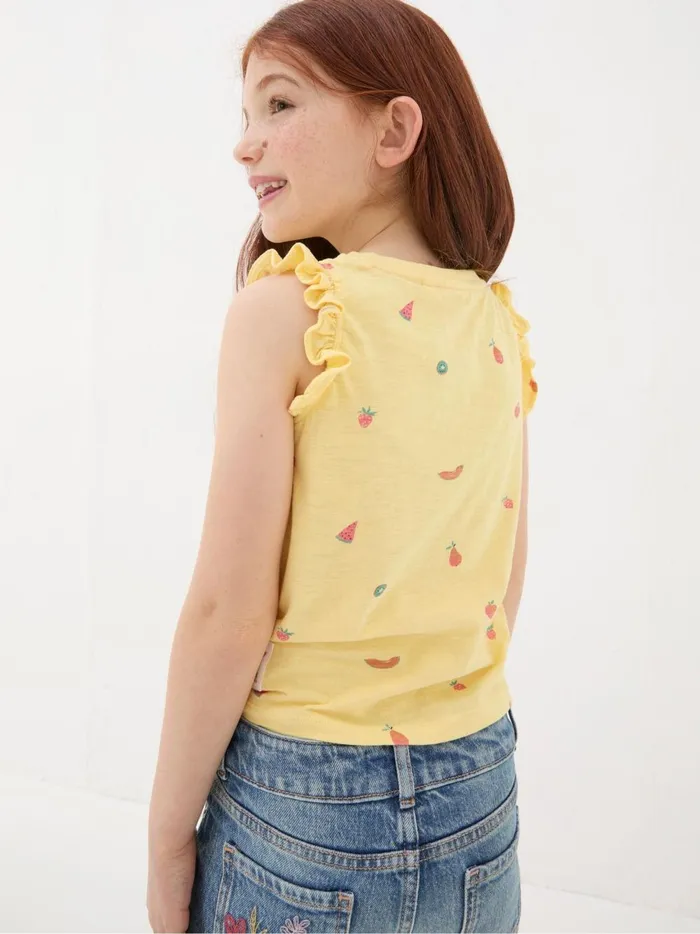 Kids Tops and TShirts Fat Face Yellow Fruit Knot Front TShirt