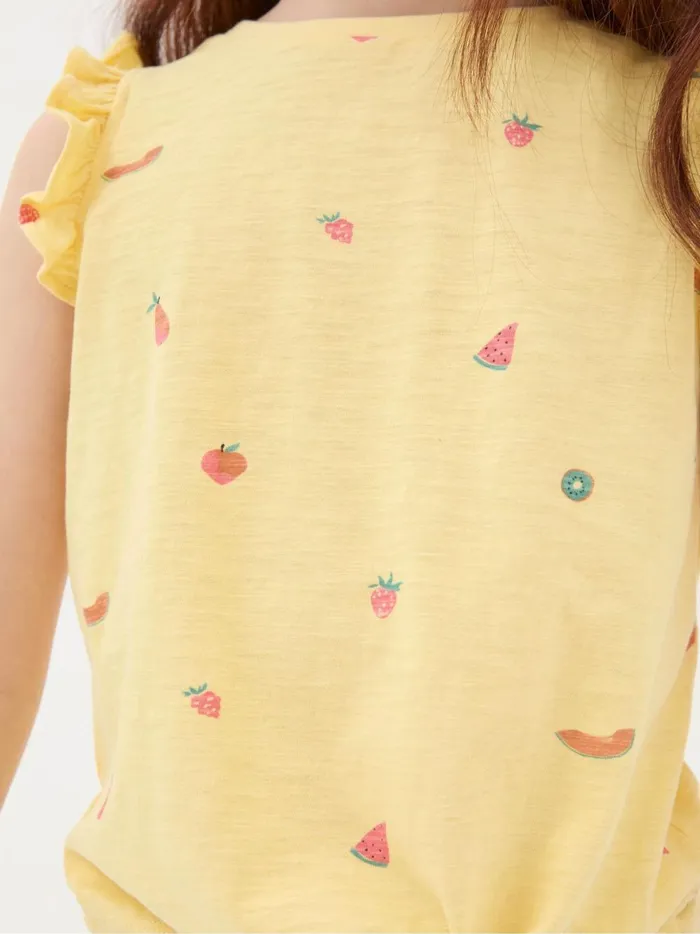 Kids Tops and TShirts Fat Face Yellow Fruit Knot Front TShirt