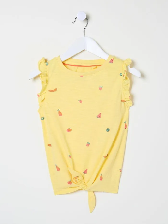 Kids Tops and TShirts Fat Face Yellow Fruit Knot Front TShirt