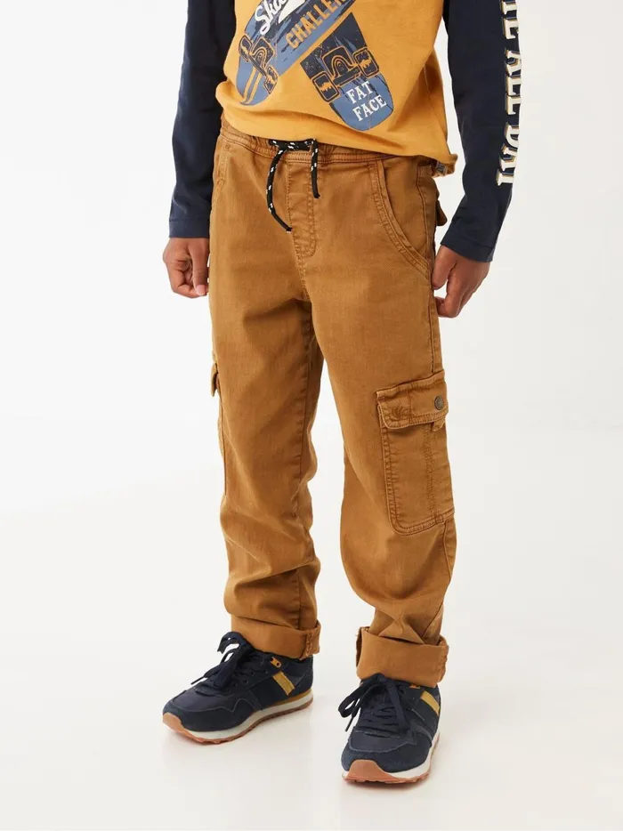 Kids Trousers Jeans and Joggers Fat Face Huxley Brown Cargo Trousers