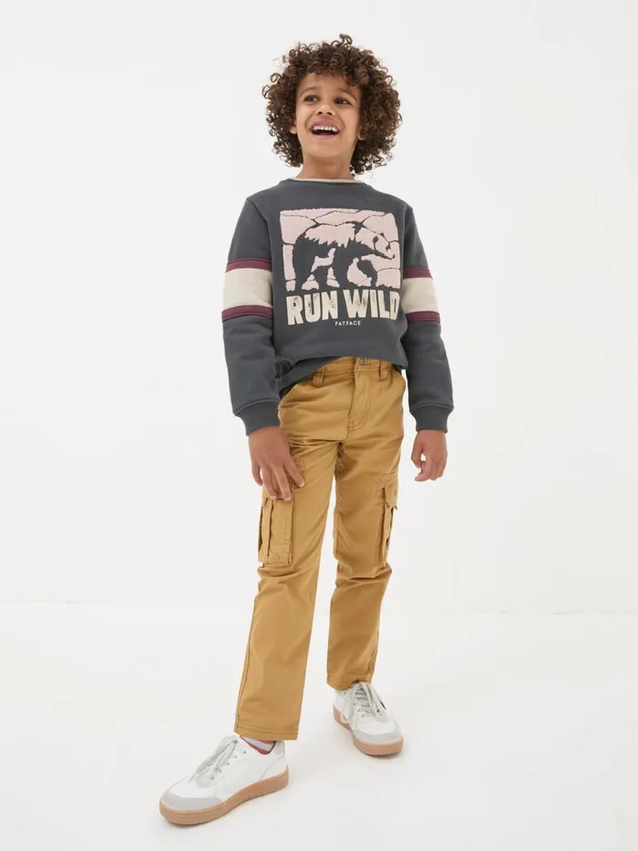 Kids Trousers Jeans and Joggers Fat Face Lulworth BrownStone Cargo Trousers