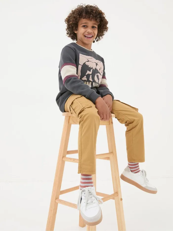 Kids Trousers Jeans and Joggers Fat Face Lulworth BrownStone Cargo Trousers