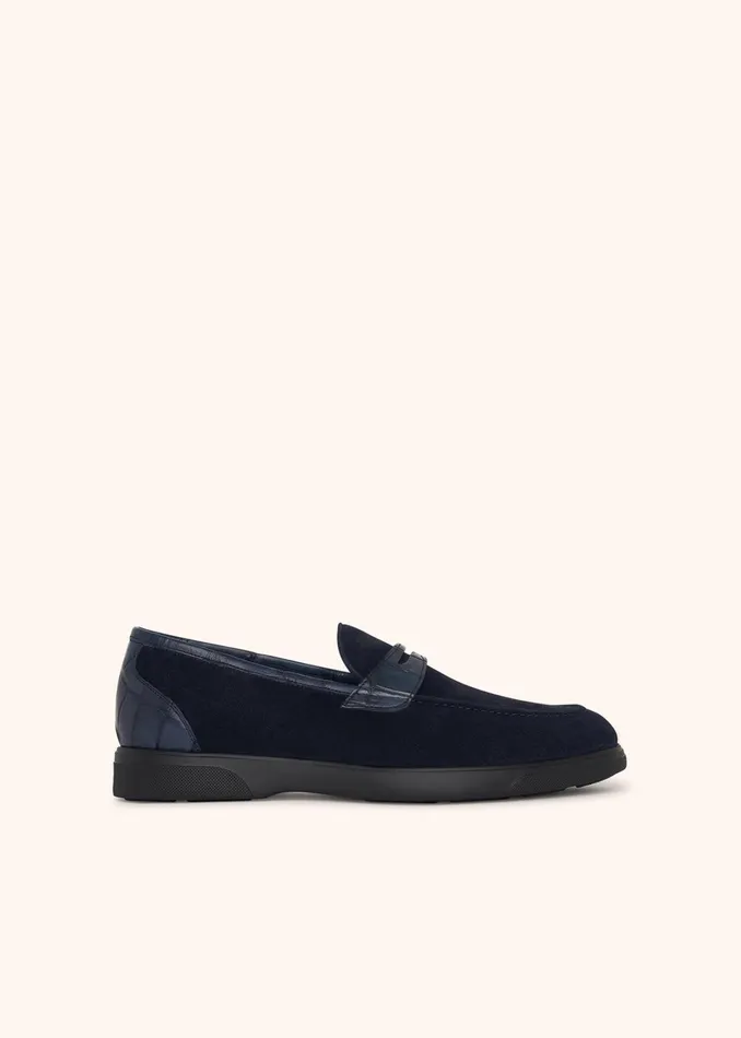 Kiton Shoes LEATHER LOAFER WITH CROCODILE LEATHER INSERTS 8211 Men