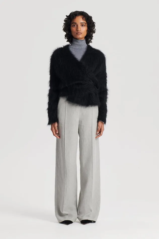 Knitwear Women Scanlan Theodore BRUSHED MOHAIR WRAP CARDIGAN Black