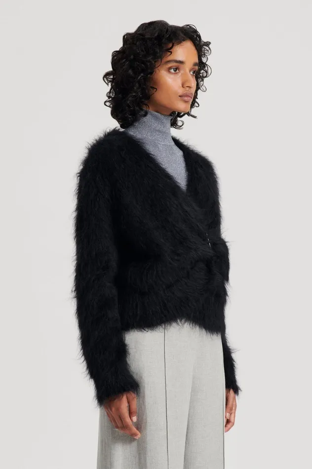 Knitwear Women Scanlan Theodore BRUSHED MOHAIR WRAP CARDIGAN Black Knitwear Women Scanlan Theodore BRUSHED MOHAIR WRAP CARDIGAN Black
