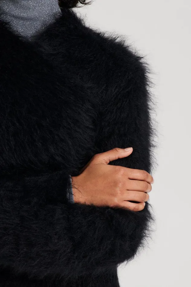 Knitwear Women Scanlan Theodore BRUSHED MOHAIR WRAP CARDIGAN Black Knitwear Women Scanlan Theodore BRUSHED MOHAIR WRAP CARDIGAN Black