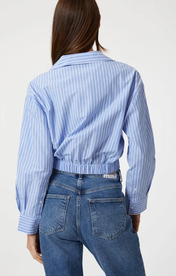 Knot Front Long Sleeve Shirt In Blue Striped Women Mavi Jeans Tops and TShirts Knot Front Long Sleeve Shirt In Blue Striped Women Mavi Jeans Tops and TShirts