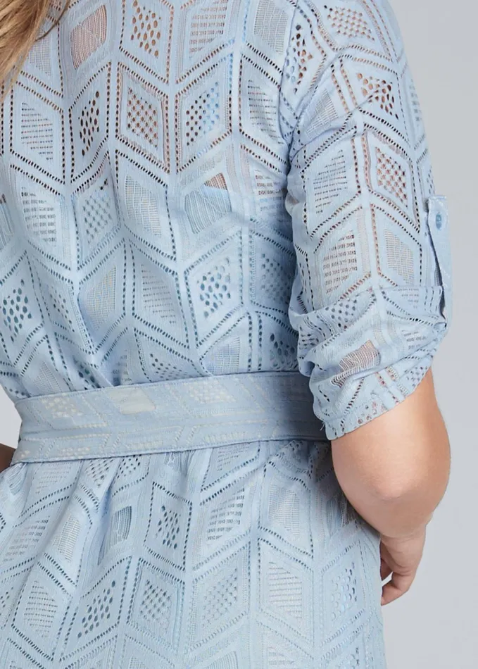 LACE BUTTON DOWN MAXI DRESS Light Blue Women VENUS Sundresses