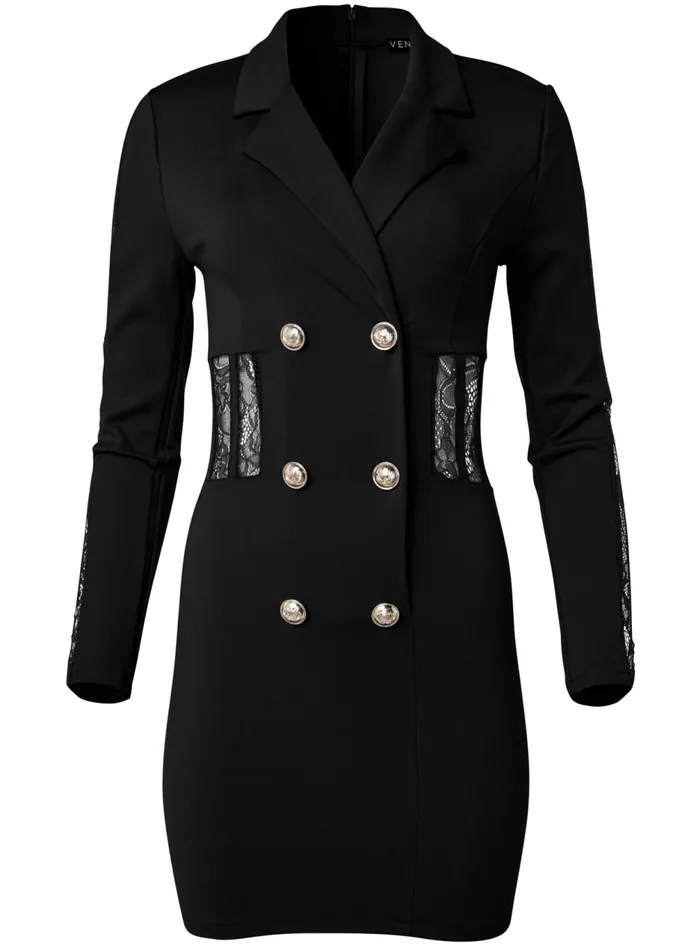 LACE DETAIL BLAZER DRESS Black Women VENUS Short Dresses