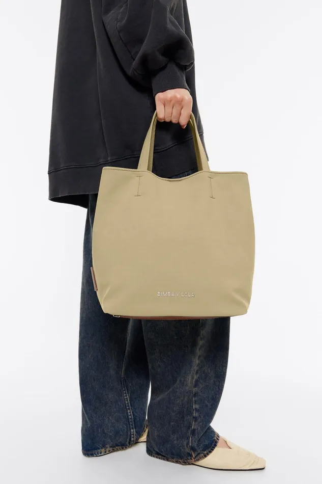 Large Beige Gabardine Chihuahua Bag Natural Women Bimba Y Lola Crossbody Bags