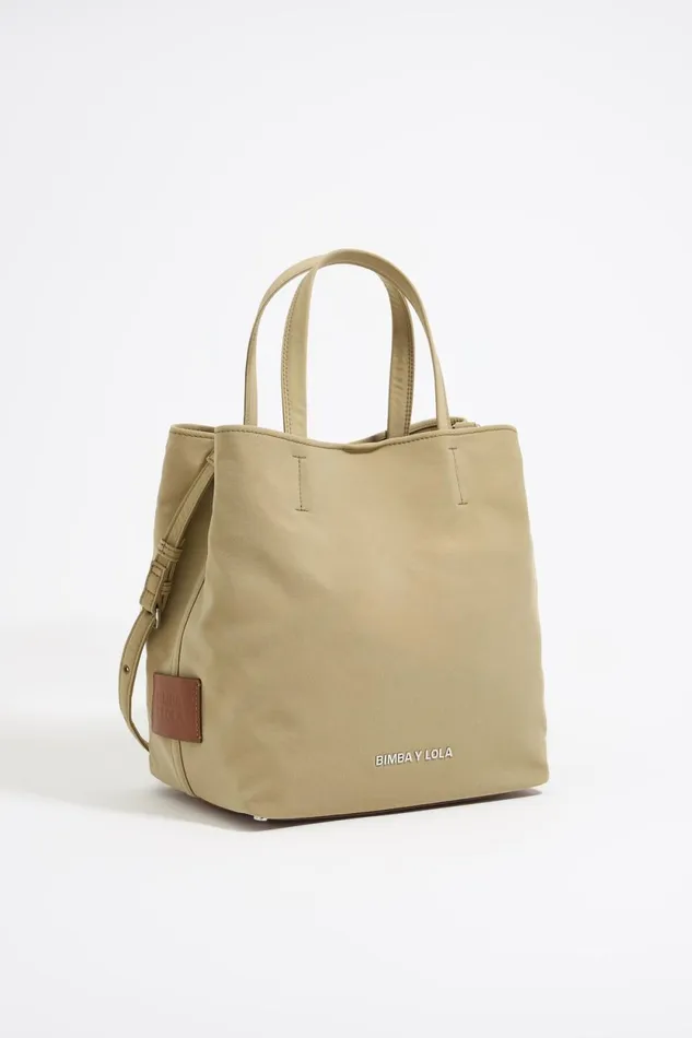 Large Beige Gabardine Chihuahua Bag Natural Women Bimba Y Lola Crossbody Bags
