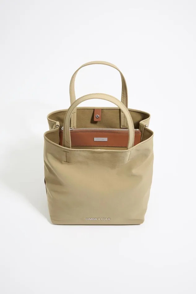Large Beige Gabardine Chihuahua Bag Natural Women Bimba Y Lola Crossbody Bags