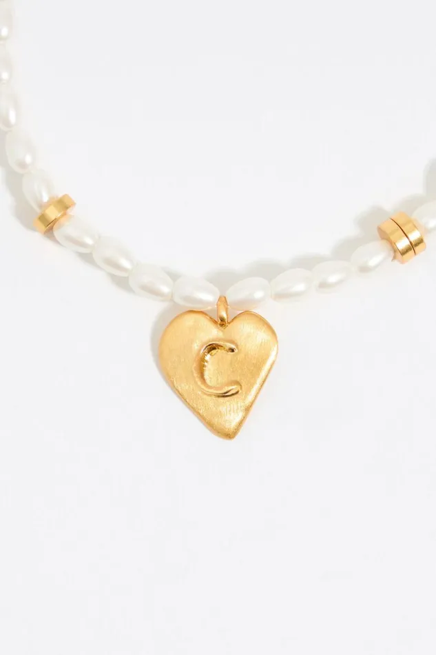 Letter C Heart And Pearl Bracelet Gold Women Bimba Y Lola Jewelry Letter C Heart And Pearl Bracelet Gold Women Bimba Y Lola Jewelry