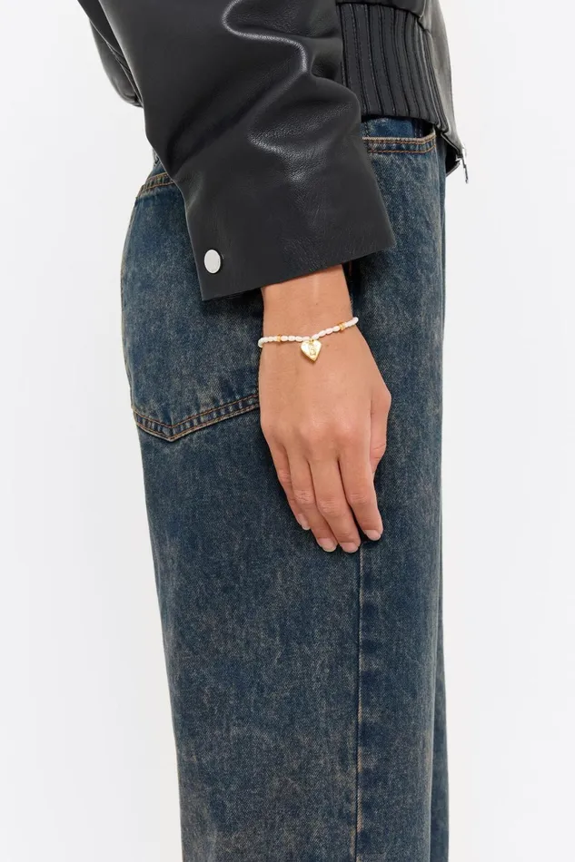 Letter F Heart And Pearl Bracelet Gold Women Bimba Y Lola Alphabet Letter F Heart And Pearl Bracelet Gold Women Bimba Y Lola Alphabet
