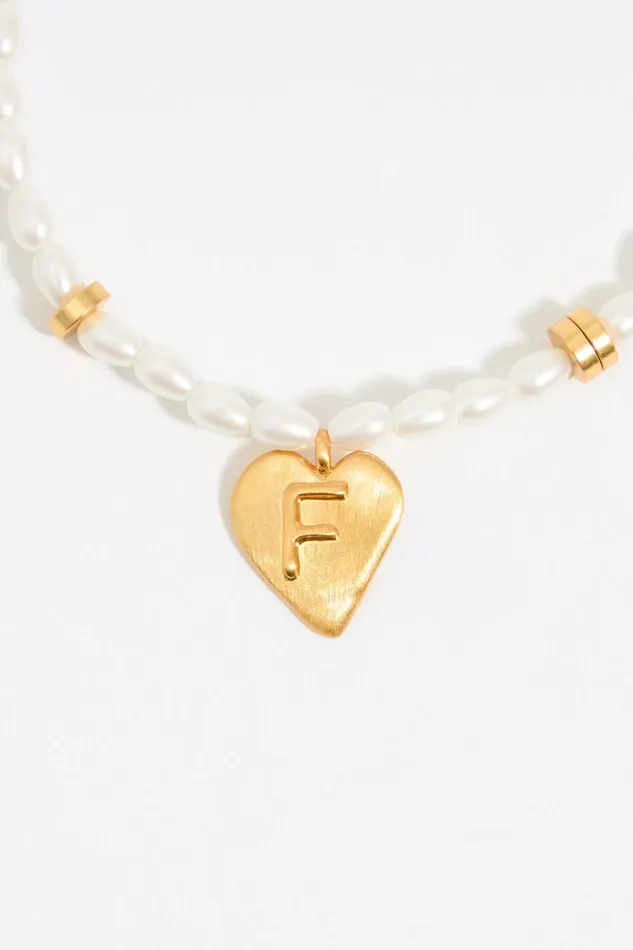 Letter F Heart And Pearl Bracelet Gold Women Bimba Y Lola Alphabet Letter F Heart And Pearl Bracelet Gold Women Bimba Y Lola Alphabet
