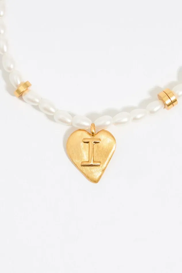 Letter I Heart And Pearl Bracelet Gold Women Bimba Y Lola Alphabet Letter I Heart And Pearl Bracelet Gold Women Bimba Y Lola Alphabet