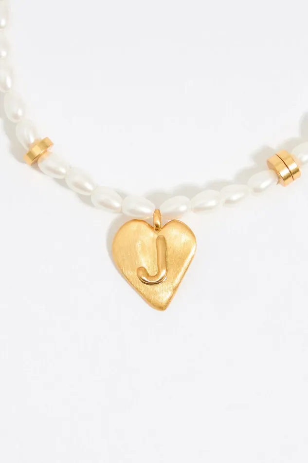 Letter J Heart And Pearl Bracelet Gold Women Bimba Y Lola Alphabet Letter J Heart And Pearl Bracelet Gold Women Bimba Y Lola Alphabet