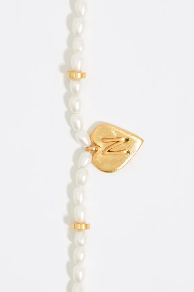 Letter N Heart And Pearl Necklace Gold Women Bimba Y Lola Alphabet Letter N Heart And Pearl Necklace Gold Women Bimba Y Lola Alphabet
