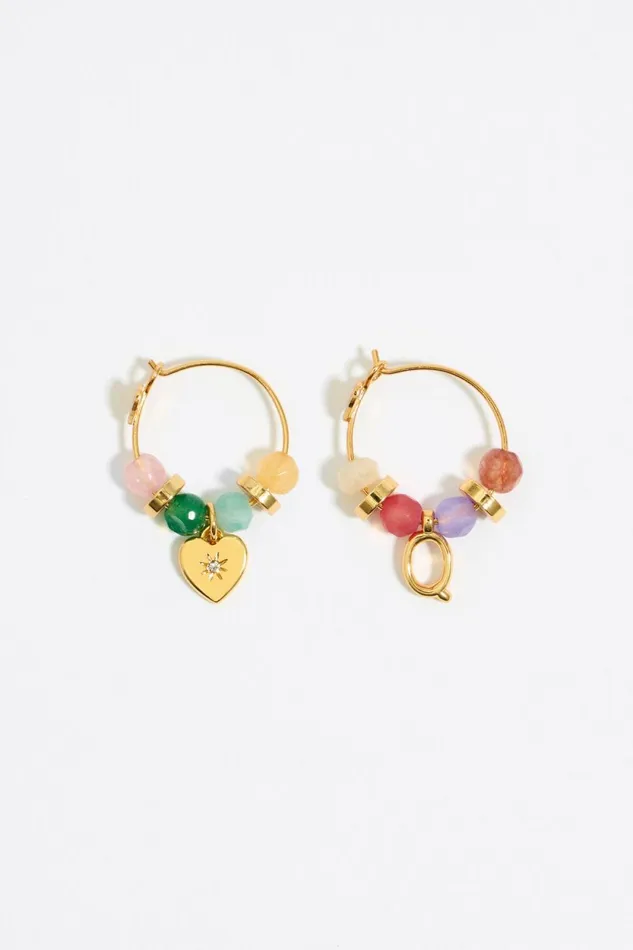 Letter Q Multicolor Stones Earrings Gold Women Bimba Y Lola Alphabet
