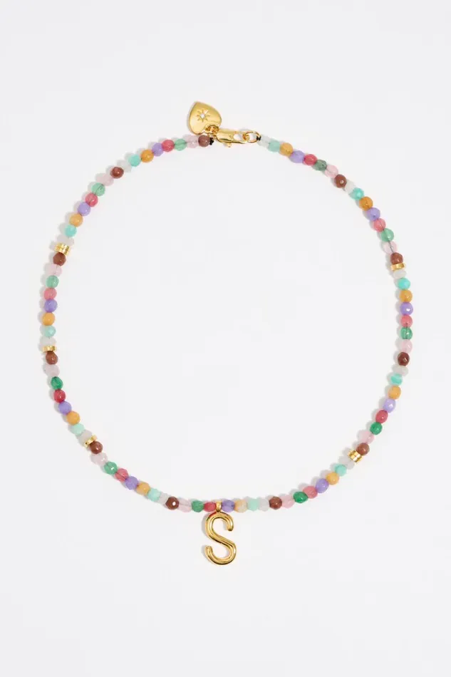 Letter S Multicolor Stones Necklace Gold Women Bimba Y Lola Alphabet