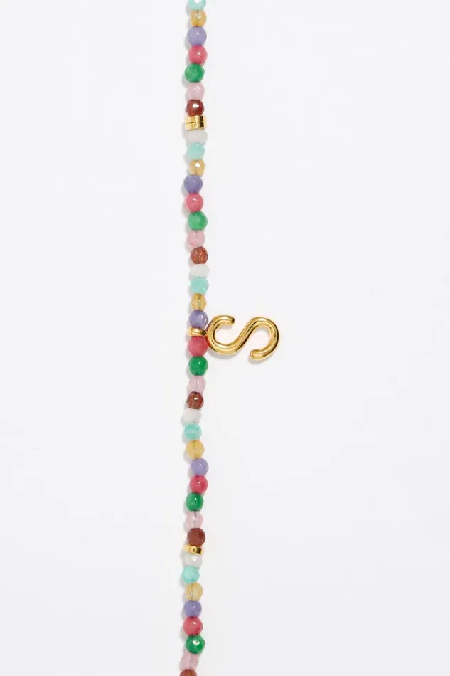 Letter S Multicolor Stones Necklace Gold Women Bimba Y Lola Alphabet