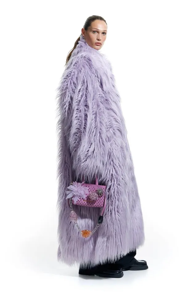 Lilac Fur Maxi Coat Lilac Women Bimba Y Lola Bimba Y Palomo