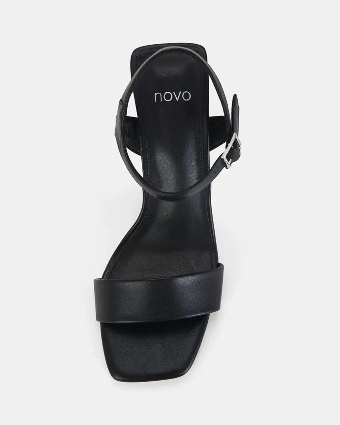 LITZY BLACK Open Toe Heels Women Party NOVO Shoes