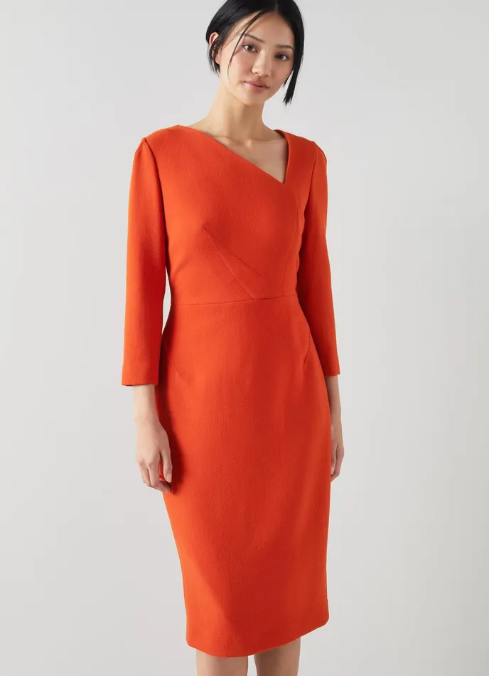 LK Bennett Alexis Pink Wool Crepe Shift Dress Women Dresses