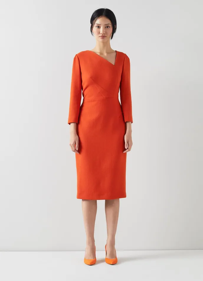 LK Bennett Alexis Pink Wool Crepe Shift Dress Women Dresses