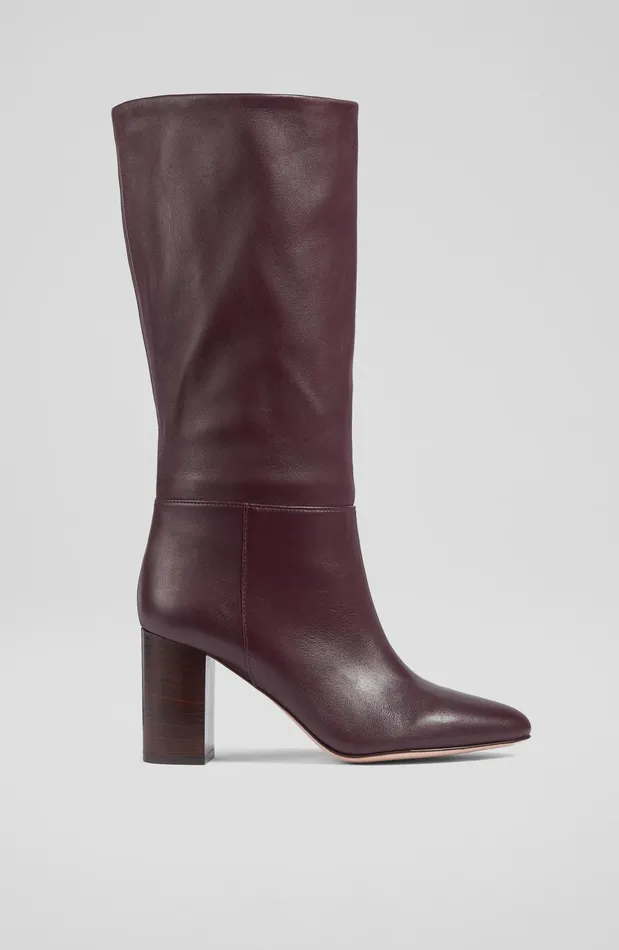 LK Bennett Brogan Taupe Leather Slouchy Knee Boots Women Boots