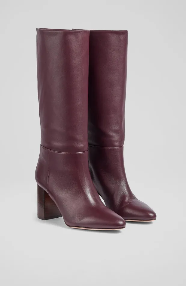 LK Bennett Brogan Taupe Leather Slouchy Knee Boots Women Boots