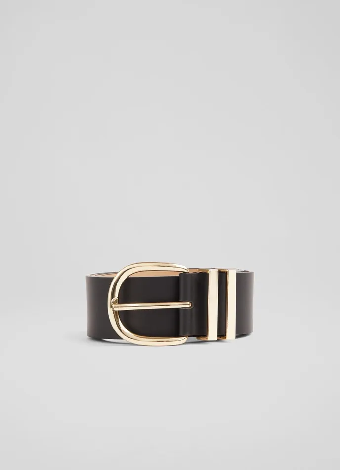 LK Bennett Carley Black Leather Metal Loop Belt Women Belts