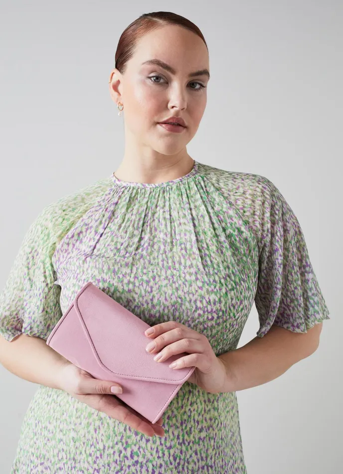 LK Bennett Dominica Apple Green Suede Clutch Bag Women Clutch Bags