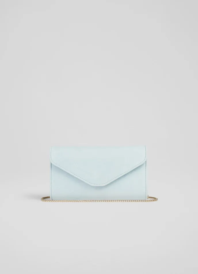 LK Bennett Dominica Apple Green Suede Clutch Bag Women Clutch Bags
