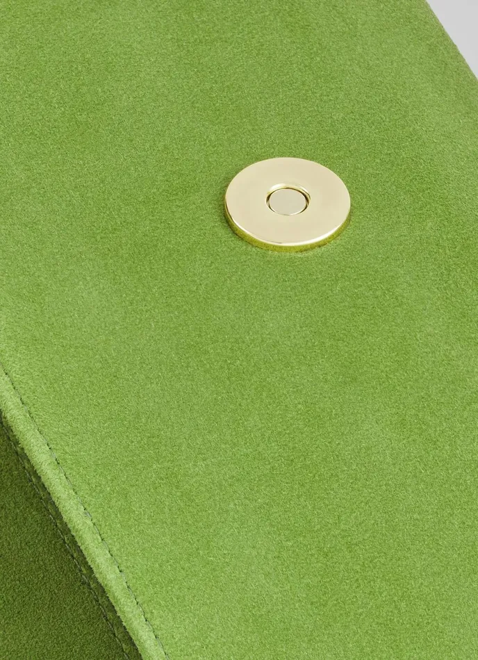 LK Bennett Dominica Apple Green Suede Clutch Bag Women Clutch Bags