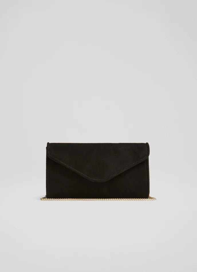 LK Bennett Dominica Red Suede Clutch Bag Women Clutch Bags