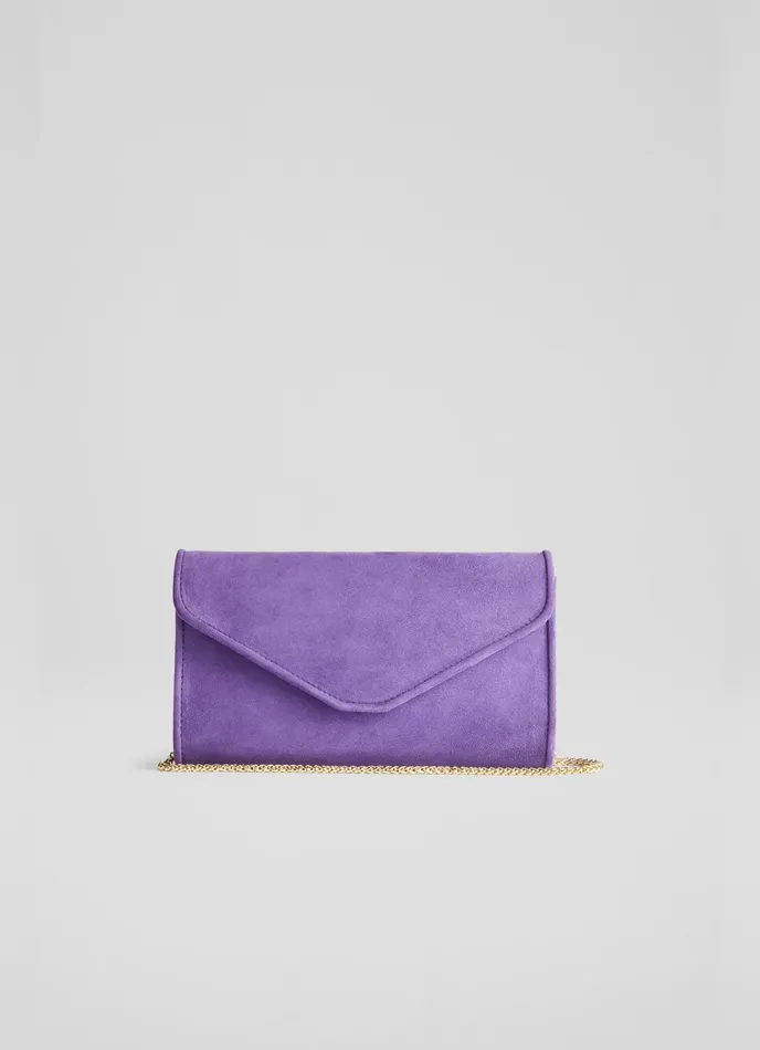 LK Bennett Dominica Red Suede Clutch Bag Women Clutch Bags