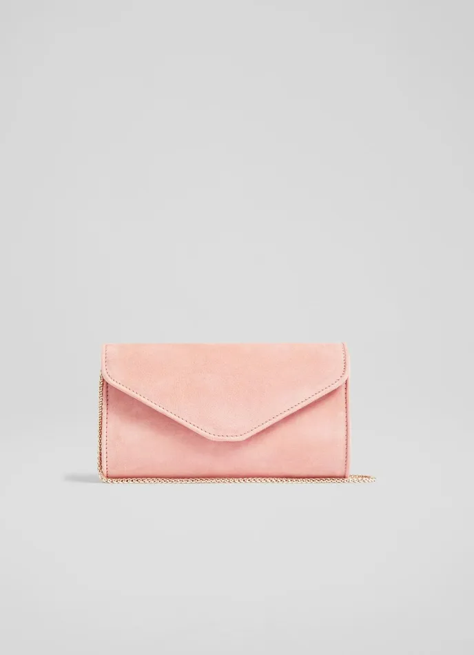 LK Bennett Dominica Red Suede Clutch Bag Women Clutch Bags
