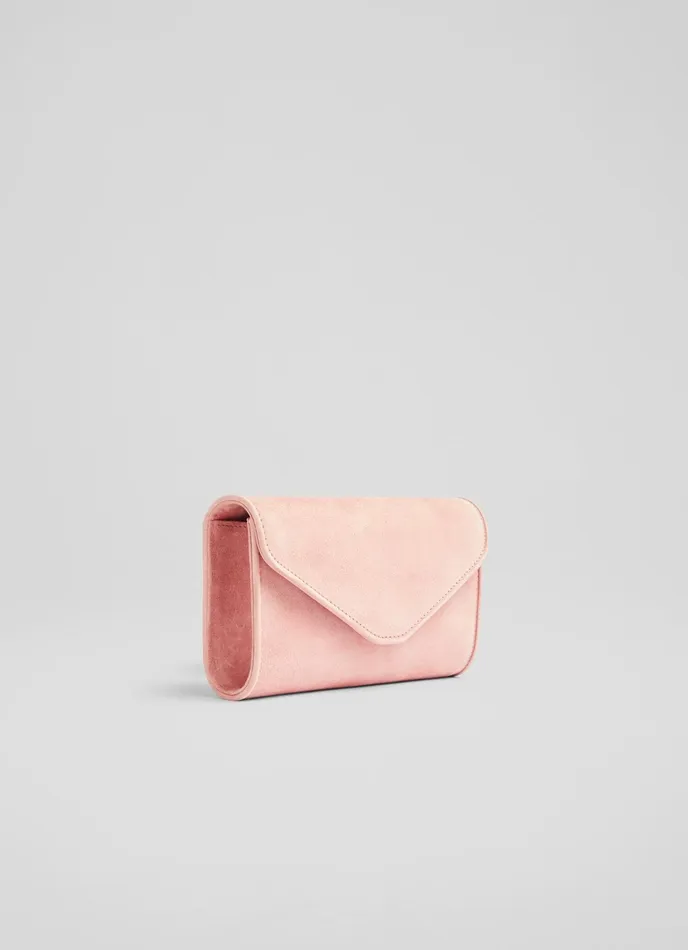 LK Bennett Dominica Red Suede Clutch Bag Women Clutch Bags