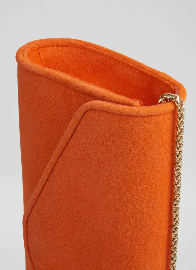 LK Bennett Dominica Red Suede Clutch Bag Women Clutch Bags