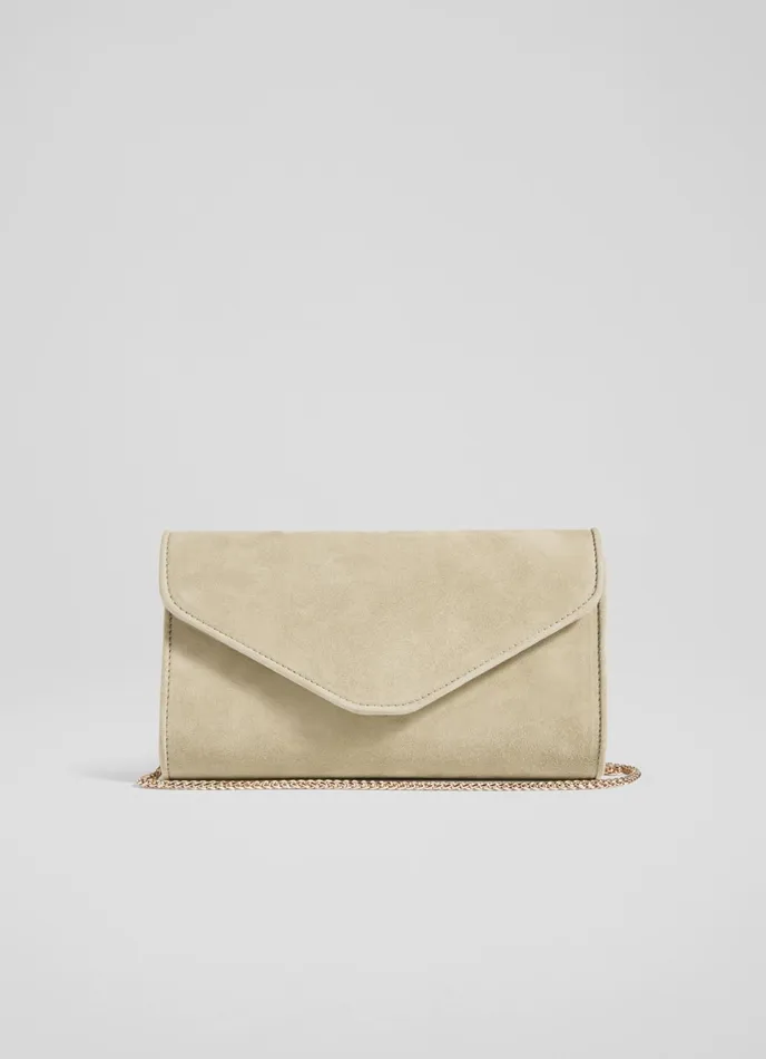 LK Bennett Dominica Red Suede Clutch Bag Women Clutch Bags