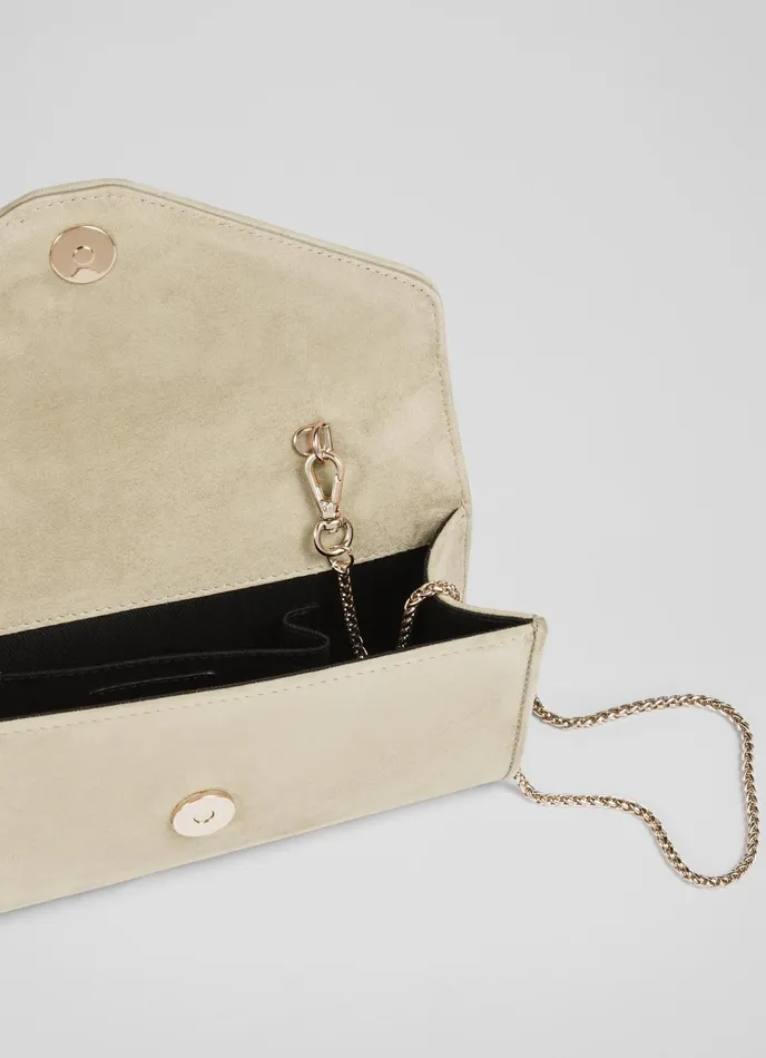 LK Bennett Dominica Red Suede Clutch Bag Women Clutch Bags