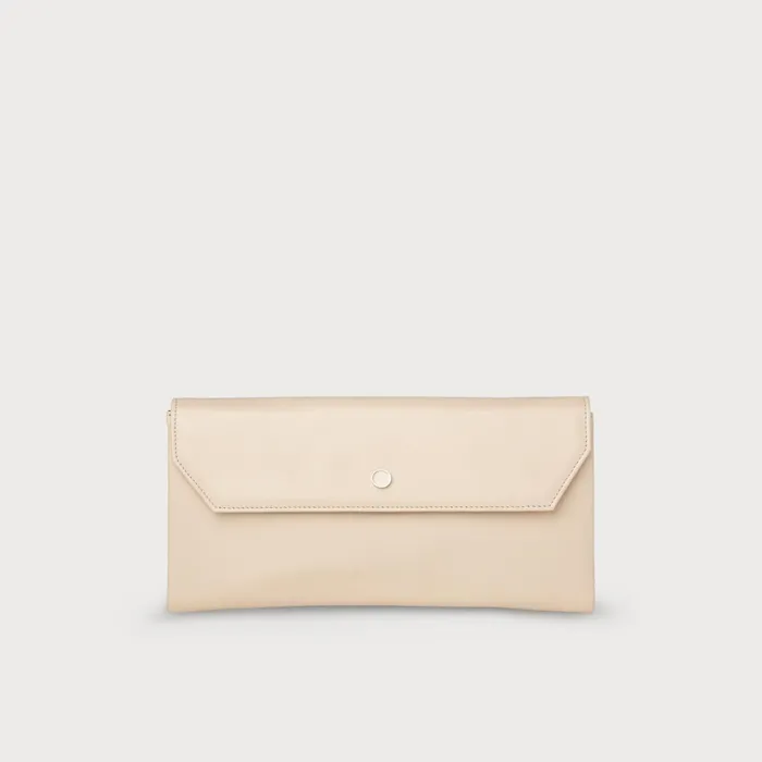 LK Bennett Dora Beige Leather Clutch Bag Women Clutch Bags