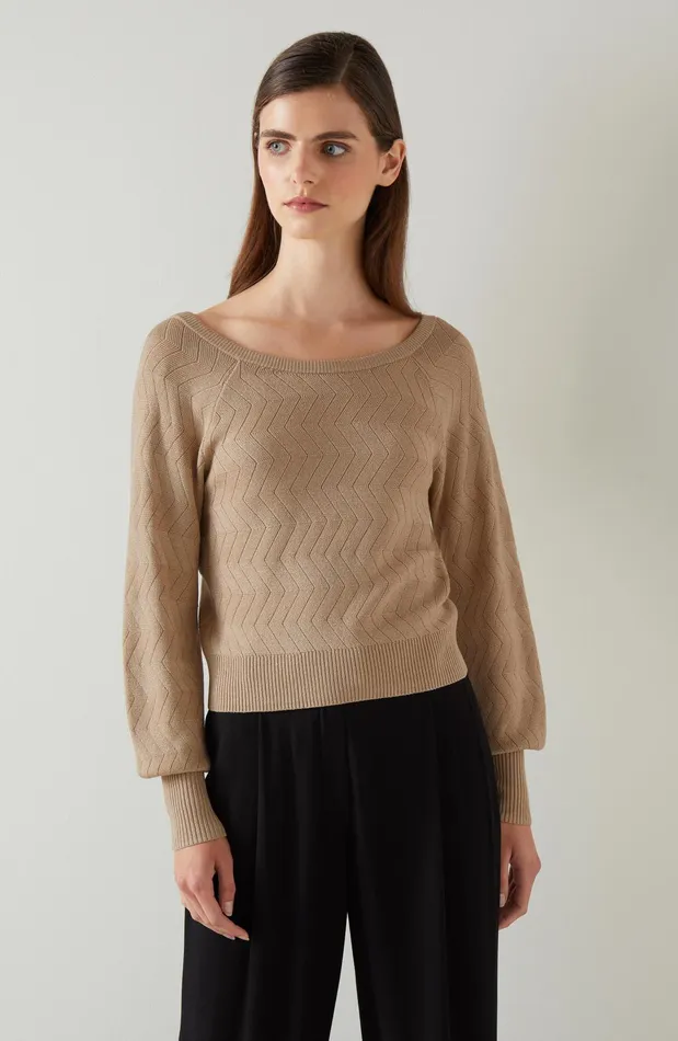 LK Bennett Goldie Gold Metallic Pointelle Jumper Women Knitwear