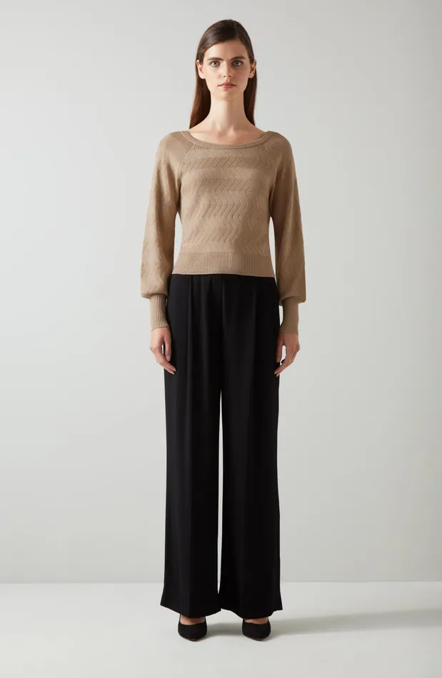 LK Bennett Goldie Gold Metallic Pointelle Jumper Women Knitwear