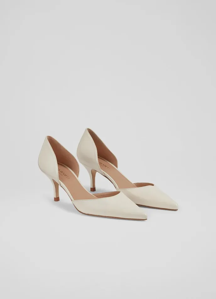 LK Bennett Harley Cream Leather D039orsay Courts Women Court Shoes